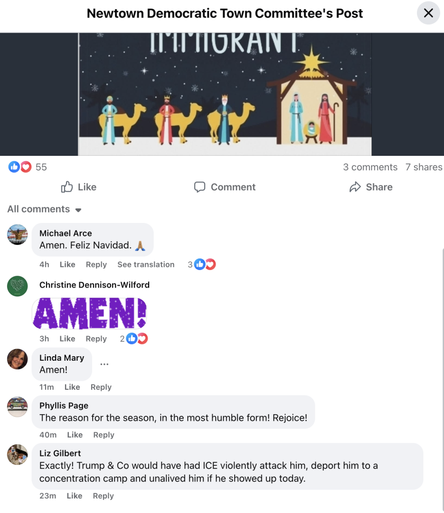 Newtown DTC’s Political Post For Christmas Prompts Unhinged Response