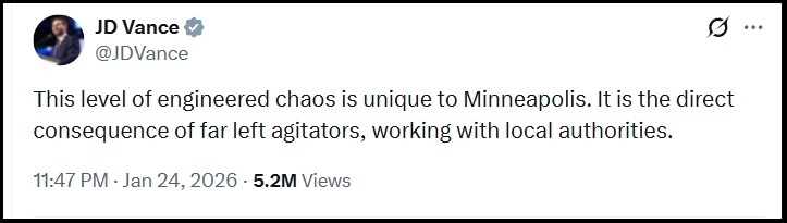JD Vance Notes Something Very Important About Minneapolis Chaos