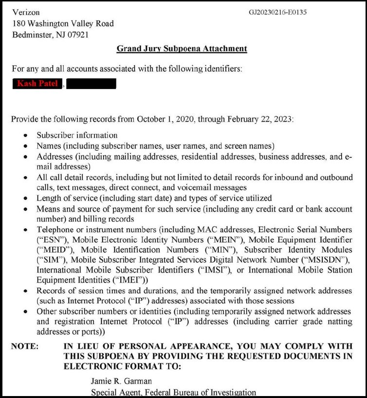 Senators Grassley and Johnson Release FBI Surveillance Subpoena on Kash Patel, Potentially Used for Control Leverage