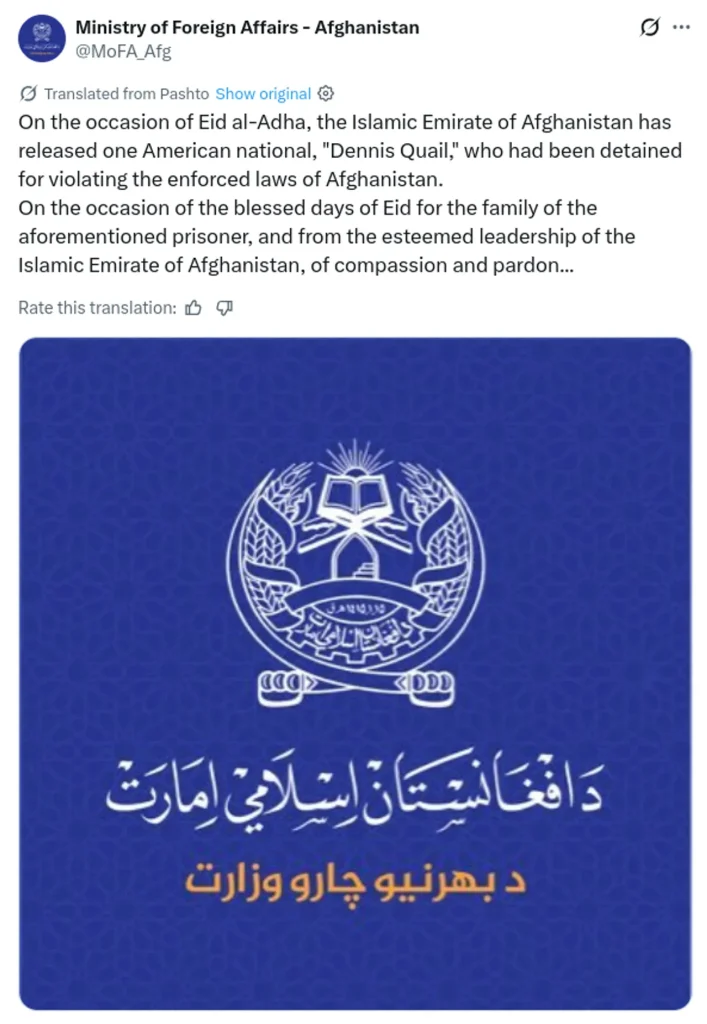 Taliban Frees US Detainee Amid Trump Admin’s Pressure