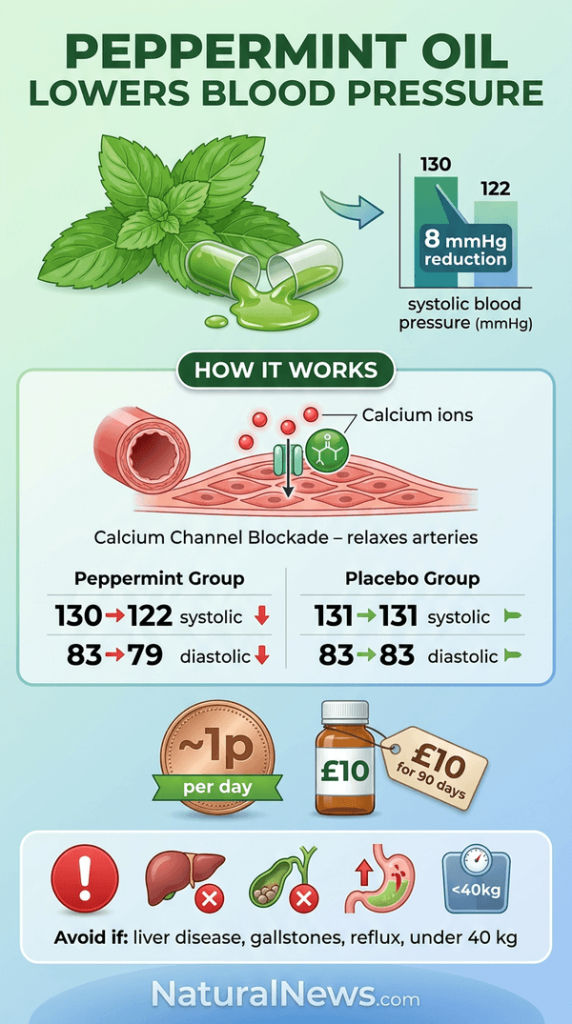 Peppermint oil supplements lower blood pressure in study, researchers say