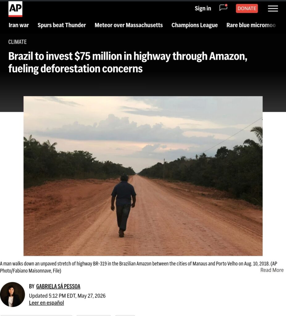 Brazil to invest $75 million in highway through Amazon, fueling deforestation & climate change concerns