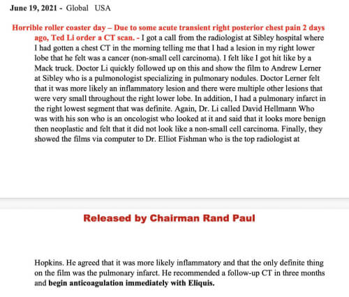Fauci Diary Entry Reveals He Suffered Common COVID Vax Injury Five Months After Getting Jab