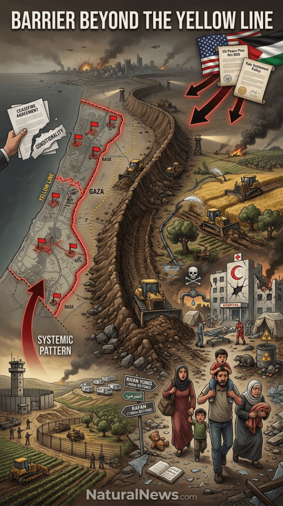 Israeli Army Builds Ground Barrier Extending Beyond Yellow Line in Gaza