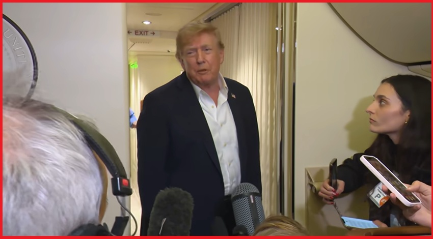 President Trump Impromptu Presser Aboard Airforce One