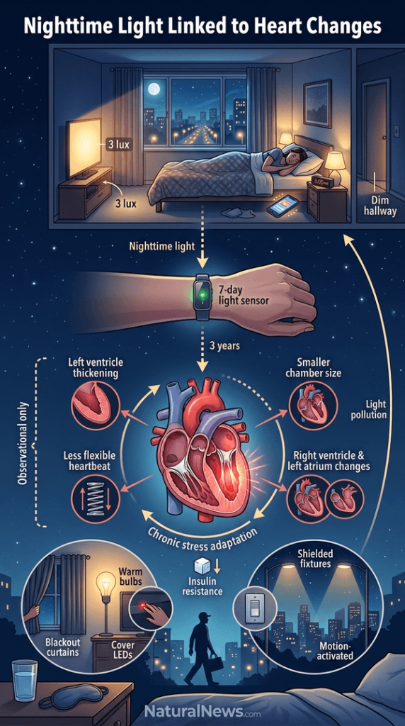 Nighttime Light Exposure Linked to Heart Chamber Changes in 11,000-Person Study