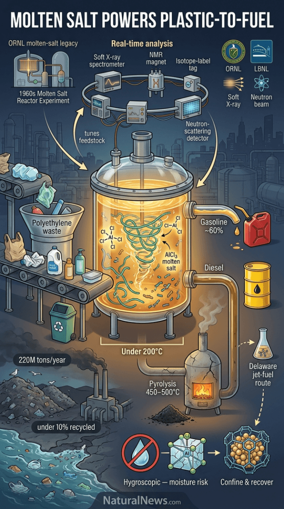 Oak Ridge Lab Develops Molten-Salt Process to Convert Polyethylene Into Gasoline, Diesel