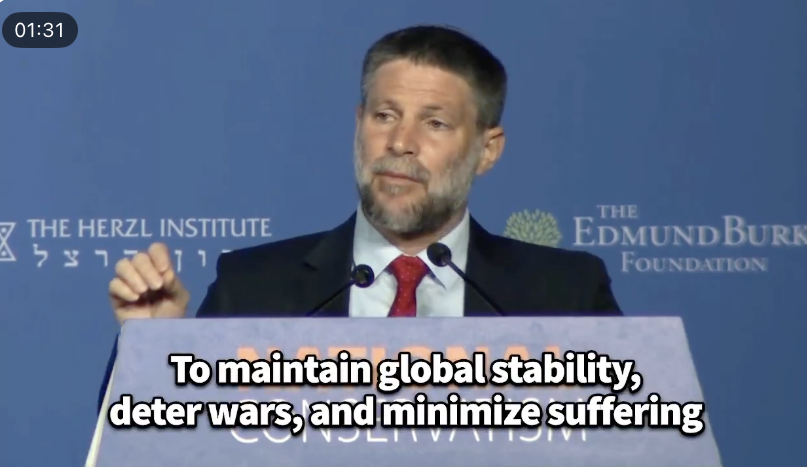 Israel’s Smotrich Lays Out Territorial Doctrine: “The Price of War”
